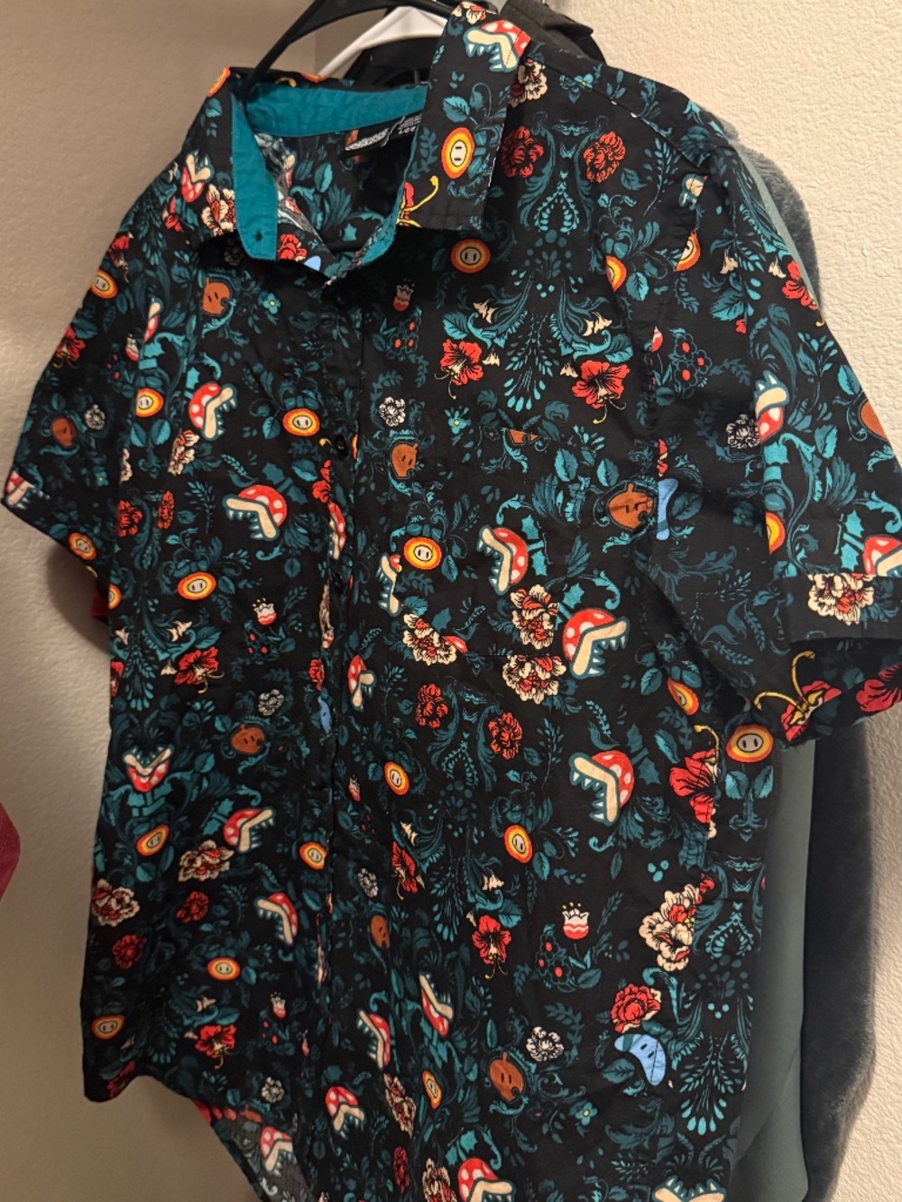 Mario Brothers Pirahna Plant Button Up Shirt